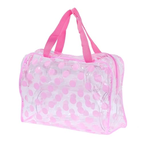 Transparent Polka Dot Women's Makeup Bag Waterproof PVC Cosmetic Portable Women Storage Toiletries Wash Bag(PINK) von MZPOZB