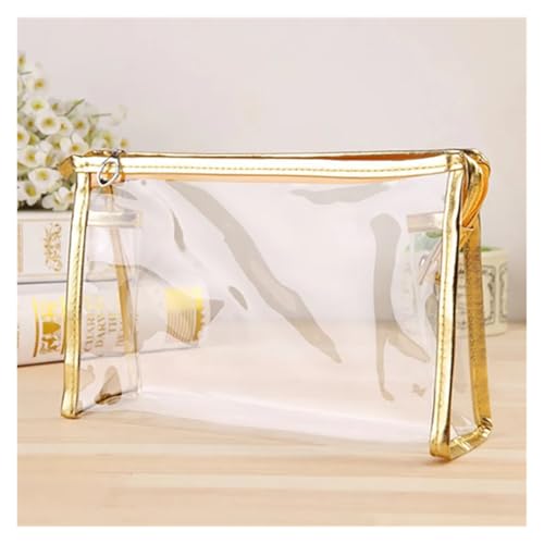Transparent Portable Make Up Women Makeup Organizer Girls Cosmetic Bag Toiletry Travel Kits Storage Hand(Gold) von MZPOZB