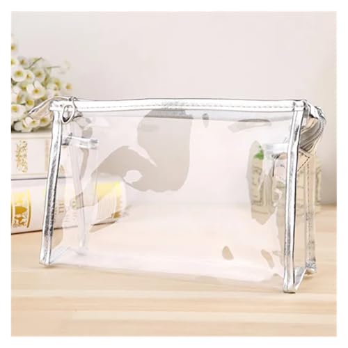 Transparent Portable Make Up Women Makeup Organizer Girls Cosmetic Bag Toiletry Travel Kits Storage Hand(Silver) von MZPOZB