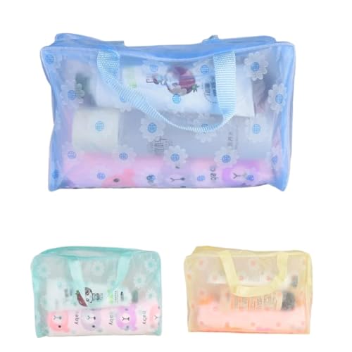Waterproof PVC Cosmetic Storage Bag Women Transparent Organizer for Makeup Pouch Compression Travelling Bath Bags(3PCS) von MZPOZB