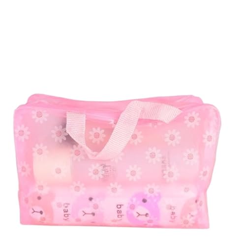 Waterproof PVC Cosmetic Storage Bag Women Transparent Organizer for Makeup Pouch Compression Travelling Bath Bags(Pink) von MZPOZB