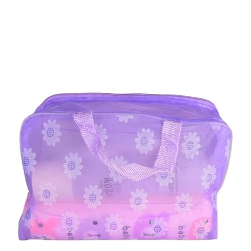 Waterproof PVC Cosmetic Storage Bag Women Transparent Organizer for Makeup Pouch Compression Travelling Bath Bags(Purple) von MZPOZB