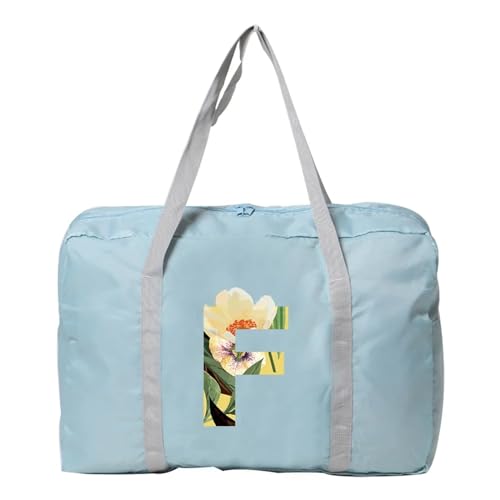 Weekender Bag Damen-Reisetasche, faltbar, Reisetasche, Tragetasche, Handgepäck, Sport-Reisetasche, Weekender, Übernachtung, Blumenmuster-Druck Duffel-Reisetasche (Color : 5floral F) von MZPOZB