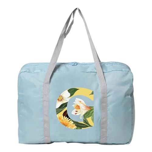 Weekender Bag Damen-Reisetasche, faltbar, Reisetasche, Tragetasche, Handgepäck, Sport-Reisetasche, Weekender, Übernachtung, Blumenmuster-Druck Duffel-Reisetasche (Color : 5floral G) von MZPOZB