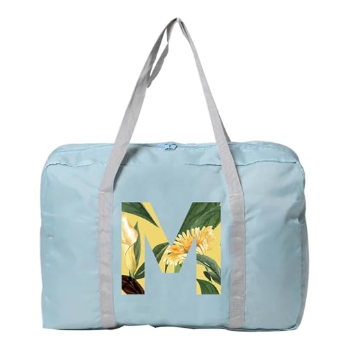 Weekender Bag Damen-Reisetasche, faltbar, Reisetasche, Tragetasche, Handgepäck, Sport-Reisetasche, Weekender, Übernachtung, Blumenmuster-Druck Duffel-Reisetasche (Color : 5floral M) von MZPOZB