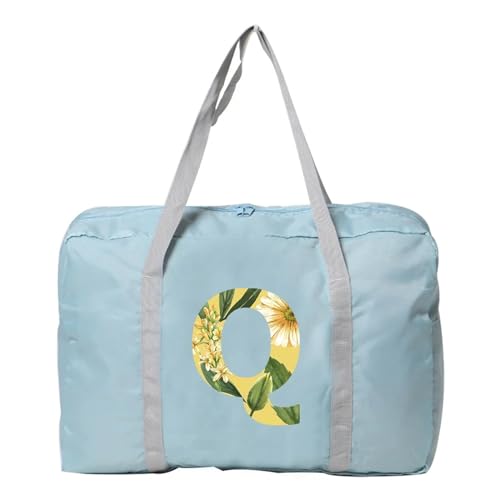 Weekender Bag Damen-Reisetasche, faltbar, Reisetasche, Tragetasche, Handgepäck, Sport-Reisetasche, Weekender, Übernachtung, Blumenmuster-Druck Duffel-Reisetasche (Color : 5floral Q) von MZPOZB