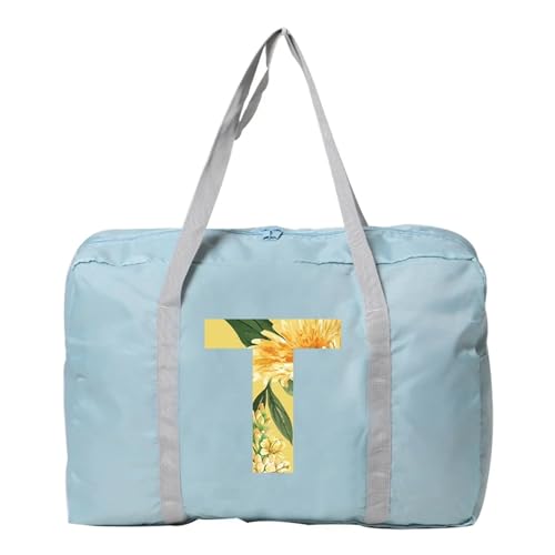 Weekender Bag Damen-Reisetasche, faltbar, Reisetasche, Tragetasche, Handgepäck, Sport-Reisetasche, Weekender, Übernachtung, Blumenmuster-Druck Duffel-Reisetasche (Color : 5floral T) von MZPOZB