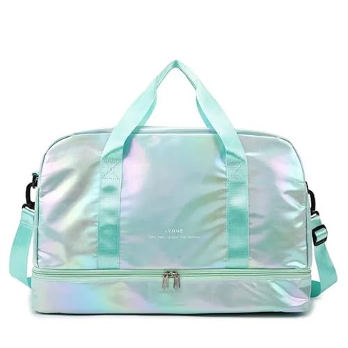 Weekender Bag Damen-Reisetasche, große Kapazität, Handtasche, Umhängetasche, lässige Umhängetasche, Gepäcktasche, Trocken- und Nasstrennung, Sport- und Fitnesstasche Duffel-Reisetasche (Color : Green von MZPOZB