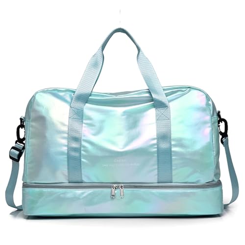 Weekender Bag Damen-Reisetasche, große Kapazität, Handtasche, Umhängetasche, lässige Umhängetasche, Gepäcktasche, Trocken- und Nasstrennung, Sport- und Fitnesstasche Duffel-Reisetasche (Color : Blue von MZPOZB