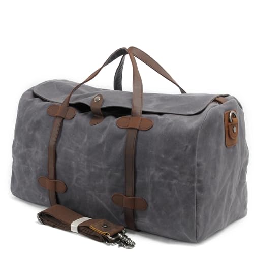 Weekender Bag Gewachste Canvas-Reisetaschen, Herren-Reisehandtasche, große Kapazität, Vintage-Stil, Damen, Outdoor-Reise, Camping, Reise-Seesack Duffel-Reisetasche (Color : Dark Gray) von MZPOZB