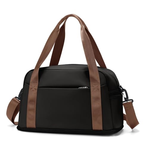 Weekender Bag Großes maximales Handgepäck for Männer und Frauen, Sporttasche, Wochenendtasche, Reisetasche Duffel-Reisetasche (Color : Black with Brown) von MZPOZB