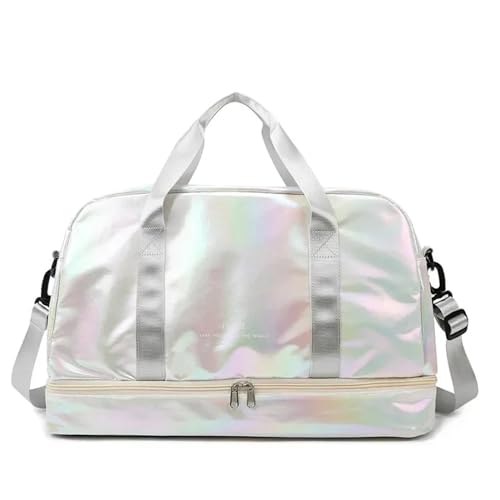 Weekender Bag Large Capacity Travel Bags Waterproof Tote Handbag Travel Women Bags Women Yoga Fitness Bags with Shoe Compartment Duffel-Reisetasche (Color : White) von MZPOZB
