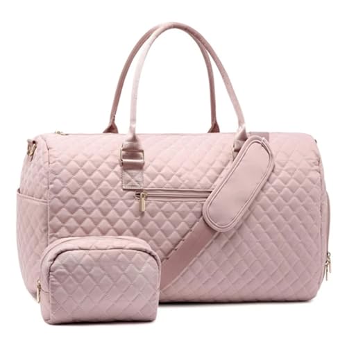 Weekender Bag Reise-Seesack, Wochenend-Paket, Damen, mit Kulturartikeln, Handgepäck, Übernachtungstaschen, Fitnessstudio, Seesack, modische Nasstasche Duffel-Reisetasche (Color : Pink) von MZPOZB