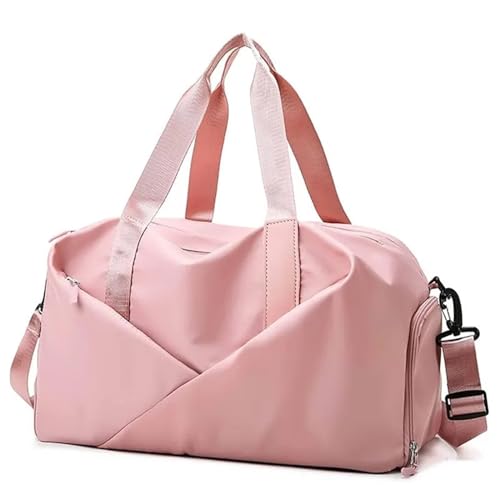 Weekender Bag Robuste, reißfeste, wasserdichte Sport-Reisetasche, Turnbeutel mit Nasstasche und Schuhfach for Damen Duffel-Reisetasche (Color : Pink) von MZPOZB