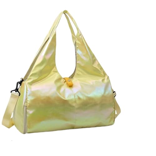 Weekender Bag Women Gym Satchel Bag Large Capacity Pearlescent Sports Storage Bag Waterproof Multipocket Dry Wet Separation Outdoor Simple Bag Duffel-Reisetasche (Color : Yellow) von MZPOZB