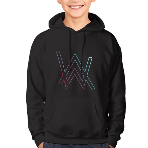 MZPQDKSLK Unisex Kids Teens Boys Girls Alan Druck Baumwolle Hoodie Kapuzenpullover Walker Langarm Pullover Sweatshirt mit Taschen Musik DJ Kleidung Merch für Fans von MZPQDKSLK