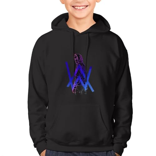 MZPQDKSLK Unisex Kids Teens Boys Girls Alan Druck Baumwolle Hoodie Kapuzenpullover Walker Langarm Pullover Sweatshirt mit Taschen Musik DJ Kleidung Merch für Fans von MZPQDKSLK