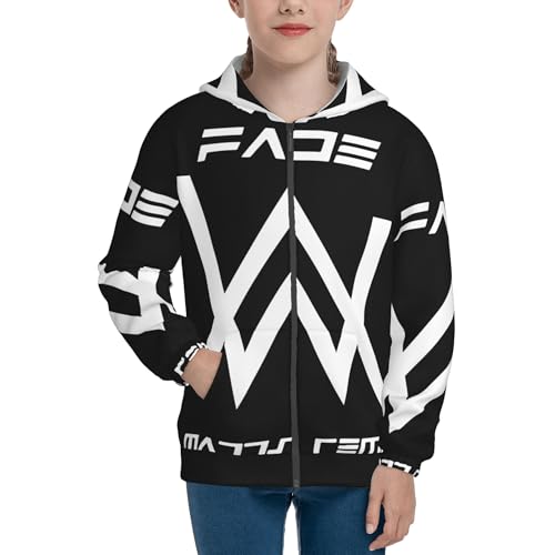 MZPQDKSLK Unisex Kids Teens Boys Girls Alan Druck Full Zip Hoodie Kapuzenpullover Walker Langarm Pullover Sweatshirt mit Taschen Musik DJ Kleidung Merch für Fans von MZPQDKSLK