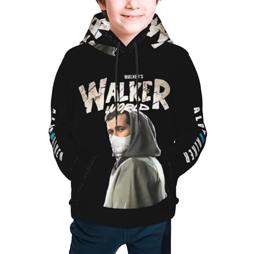 MZPQDKSLK Unisex Kids Teens Boys Girls Alan Druck Hoodie Kapuzenpullover Walker Langarm Pullover Sweatshirt mit Taschen Musik DJ Kleidung Merch für Fans von MZPQDKSLK