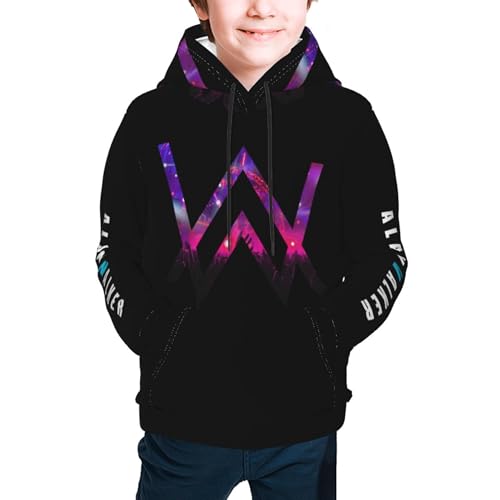 MZPQDKSLK Unisex Kids Teens Boys Girls Alan Druck Hoodie Kapuzenpullover Walker Langarm Pullover Sweatshirt mit Taschen Musik DJ Kleidung Merch für Fans von MZPQDKSLK