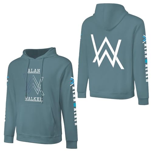 MZPQDKSLK Unisex Men Women Alan Druck Baumwolle Hoodie Kapuzenpullover Walker Langarm Pullover Sweatshirt mit Taschen Musik DJ Kleidung Merch für Fans von MZPQDKSLK