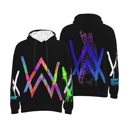 MZPQDKSLK Unisex Men Women Alan Druck Hoodie Kapuzenpullover Walker Langarm Pullover Sweatshirt mit Taschen Musik DJ Kleidung Merch für Fans von MZPQDKSLK