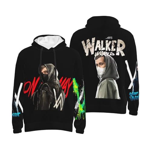 MZPQDKSLK Unisex Men Women Alan Druck Hoodie Kapuzenpullover Walker Langarm Pullover Sweatshirt mit Taschen Musik DJ Kleidung Merch für Fans von MZPQDKSLK