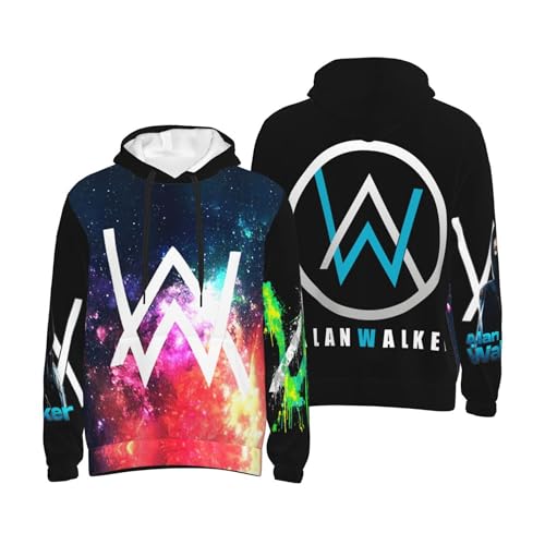 MZPQDKSLK Unisex Men Women Alan Druck Hoodie Kapuzenpullover Walker Langarm Pullover Sweatshirt mit Taschen Musik DJ Kleidung Merch für Fans von MZPQDKSLK
