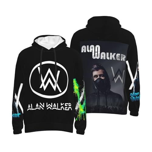 MZPQDKSLK Unisex Men Women Alan Druck Hoodie Kapuzenpullover Walker Langarm Pullover Sweatshirt mit Taschen Musik DJ Kleidung Merch für Fans von MZPQDKSLK