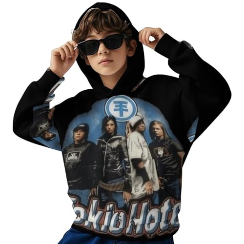 Unisex Kids Teens Boys Girls Tokio Druck Hoodie Kapuzenpullover Hotel Langarm Band Pullover Sweatshirt mit Taschen Musik Rock Kleidung Merch für Fans von MZPQDKSLK