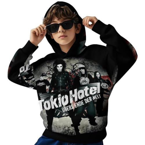 Unisex Kids Teens Boys Girls Tokio Druck Hoodie Kapuzenpullover Hotel Langarm Band Pullover Sweatshirt mit Taschen Musik Rock Kleidung Merch für Fans von MZPQDKSLK