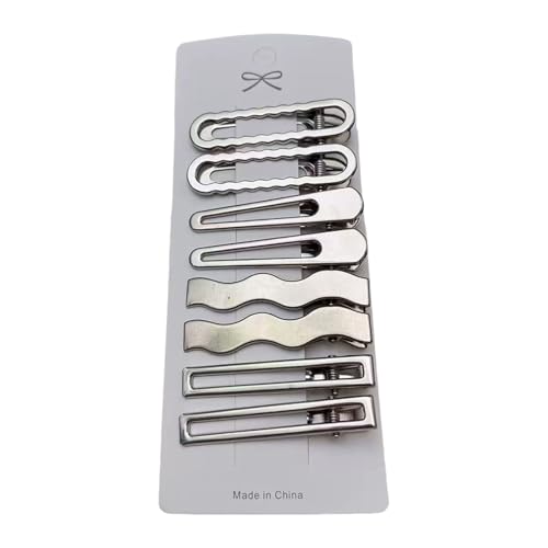 2000er Haarspangen, silberfarben, für Mädchen und Teenager, Haarstyling, trendiges Entenschnabel-Clip-Design für dünnes Haar von MZRAN