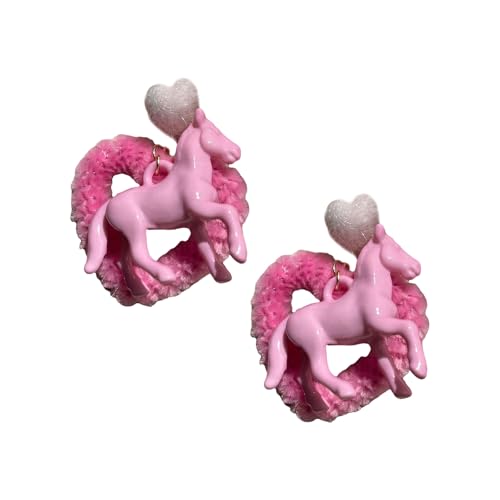 Bunte Herz-Ponies-Ohrclips/Ohrstecker für Damen und Mädchen, Pferde-Ohrhänger, Bonbonfarben, Ohrschmuck für Frauen und Mädchen Bunte Herz-Ponies-Ohrclips/Ohrstecker für Damen und Mädchen, Pferde-Ohrhänger, Bonbonfarben, Ohrschmuck für Frauen und Mädchen von MZRAN