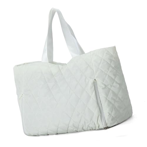 Fitness Tasche Gesteppte Handtasche Übernachtungstasche Große Kapazität Reisetasche Trendy Umhängetasche Turnbeutel Wochenendtasche Sporttasche, weiß von MZRAN