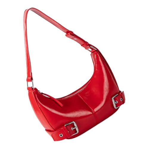 MZRAN Damen PU Umhängetasche Stilvolle Unterarmbörse Handtasche Modische Achseltaschen Schnallen Dekoration für Alltag Stilvolle Handheld Geldbörse, rot, One Size MZRAN Damen PU Umhängetasche Stilvolle Unterarmbörse Handtasche Modische Achseltaschen Schnallen Dekoration für Alltag Stilvolle Handheld Geldbörse, rot, One Size von MZRAN