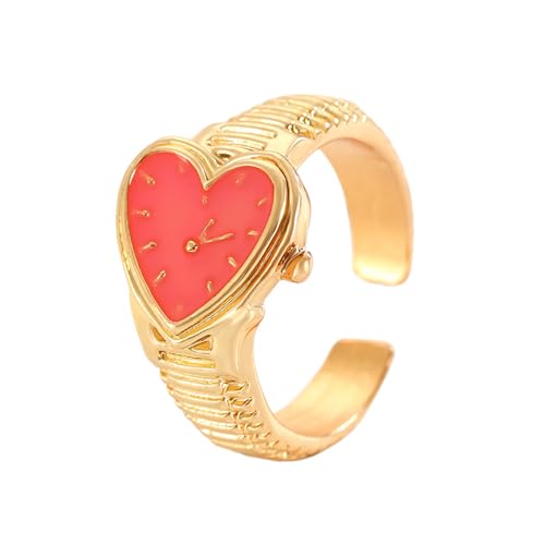 MZRAN Eleganter, verstellbarer Ring, Herzform, geometrische Finger-Legierung, Textur, geeignet für verschiedene Anlässe, Einheitsgröße, Wie beschrieben, Wie beschrieben von MZRAN