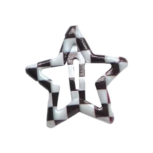 MZRAN Haarspange Sternform Snap Haarnadel Gitter Druck Harajuku Haarspange für Frühling Sommer Haarnadeln für Jugendliche Kinder von MZRAN