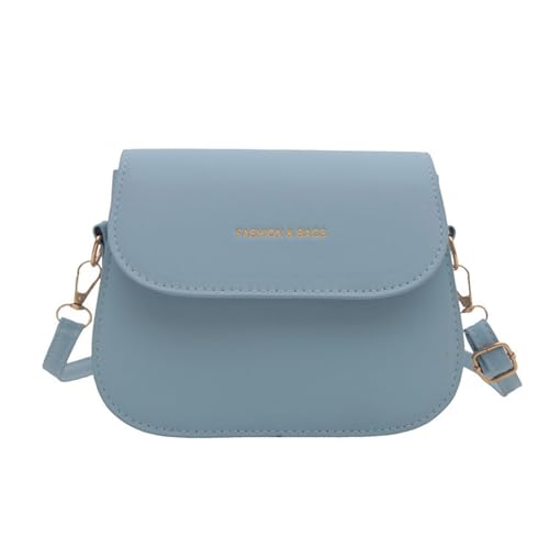 MZRAN Kleine quadratische Schultertasche mit Klappe, verstellbarer Riemen, PU-Leder, einfarbig, Crossbody-Tasche für Freizeit, Shopping, Freizeit, einfarbig, Crossbody-Tasche, blau, One Size von MZRAN