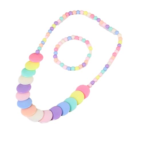 MZRAN Niedliches Blumen-Regenbogen-Halskette und Set, Charm-Schmuck-Set, bunte Perlen, Schmuckstruktur für Mädchen von MZRAN