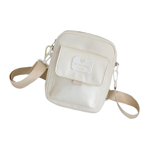 Modische Umhängetasche für Damen, einfarbig, für Handy, Alltag, einfache Kuriertasche, kleine Geldbörse, japanischer Stil, Crossbody für Damen, Handy, einfarbig, Schulter, weiß, One Size von MZRAN