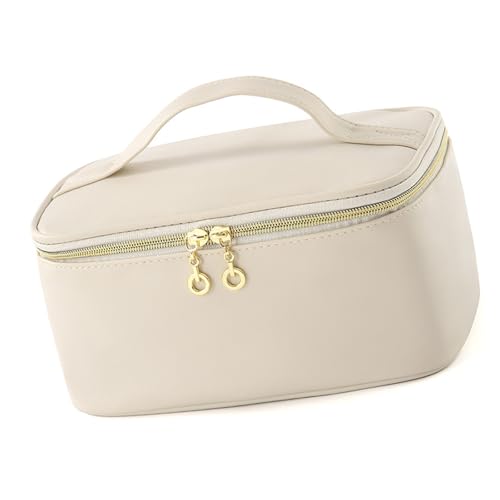 Reisefreundliche, wasserdichte Kosmetik-Aufbewahrungstasche mit Schnellhaken-Design und geräumigen Fächern für einfachen Zugriff, platzsparende, tragbare Kosmetik-Organizer, Beige, Einheitsgröße von MZRAN