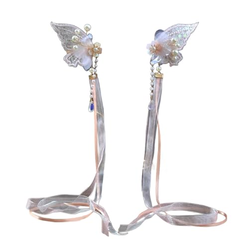 Schmetterling Elegant 2000er Jahre Band Seitenclip Schmetterling Haarspange Sweet Dreamy Schmetterling Perlen Blume Cottagecore von MZRAN
