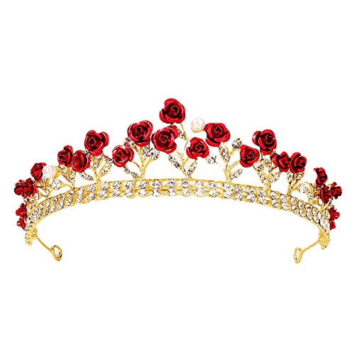 Prinzessin Diadem Hochzeit Tiara, gold Strass Königin Krone, Göttin, Königin, Weihnachtskostüm, Cosplay, für Prom, Festzüge, Party, Gold Kopfschmuck, Frauen von MZSX