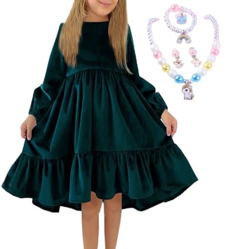 MZSYLK Mädchen Kleid Mädchen Langärmelige Vintage-Kleider aus Samt Kinder Weihnachtskleid Kid Prinzessin Kleider Geschenk für Geburtstagsfeier von MZSYLK