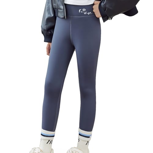 Mädchen Fleece gefütterte Leggings Warme Kinderhosen Dicke Thermo-Baumwollhosen Lässige solide Hose für die tägliche Schule (DE/NL/SE/PL, Alter, 11 Jahre, 12 Jahre, Regular, Grey) von MZSYLK