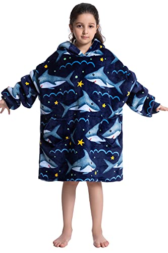 Übergroße Hoodie-Decke für Kinder Faule TV-Decke Weiche, warme tragbare Decke aus Plüsch Geschenke für Mädchen Jungen 7-12 Jahre von MZSYLK