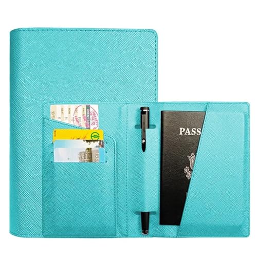 Elastisches Band Leder Passhülle for Karten Reisehalter Brieftasche Dokument Organizer Fall Männer Frauen(Light Green) von MZYFDC