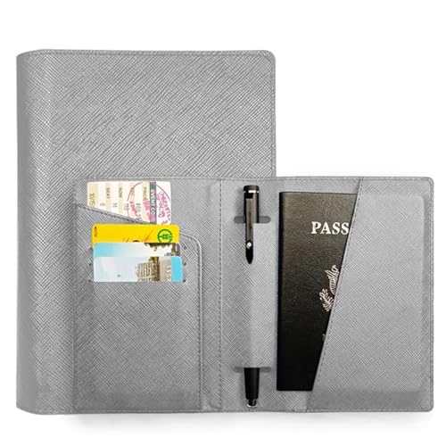 Elastisches Band Leder Passhülle for Karten Reisehalter Brieftasche Dokument Organizer Fall Männer Frauen(Silver) von MZYFDC