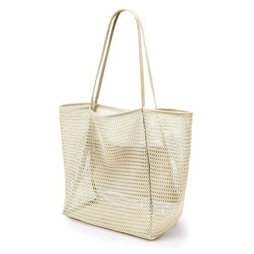 Faltbare Strandtasche for Damen mit Mesh-Handtasche und einzelner Schulter for Sommer-Outdoor-Reisen Shopping(White) von MZYFDC
