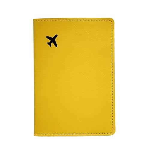 MZYFDC 1 STÜCKE Flugzeug PU Leder Reisepass Fall/Abdeckung/Halter Reise Zubehör Brieftasche for Frauen Oder Männer(Yellow) von MZYFDC